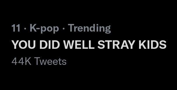 StayVotingZone's tweet photo. YOU DID WELL STRAY KIDS is now #11 Trending Topic Worldwide. CONGRATULATIONS! 🎉

Keep sending the tags with your message for SKZ and thoughts regarding this comeback.

#ThankYouStrayKids_NOEASY
@Stray_Kids #StrayKids #스트레이키즈 https://t.co/Yso5G2cpgZ