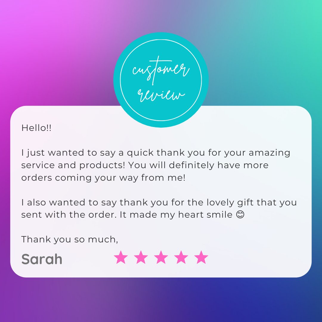 It makes us so happy to receive wonderful feedback from our customers.
“Customer service is our priority” isn’t just a saying.  It’s at the core of everything we do and our customers agree.
#happycustomer #customerreview #customerfeedback #crafty #cricutcrafts #etsysupplies #diy