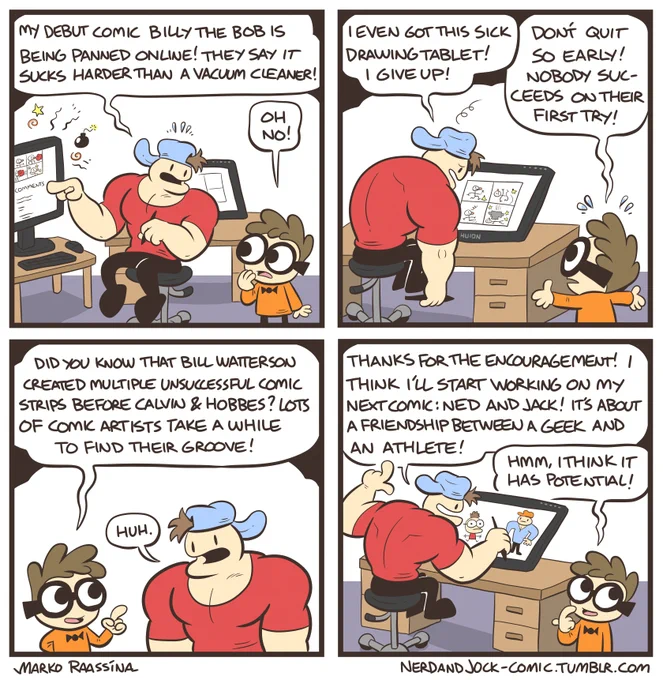 Nerd and Jock 105

This comic was made in collab with @HuionTab ! They have some nice Kamvas 24 drawing tablets which are great for beginners and pros! #huion #huiontablet #kamvas24 