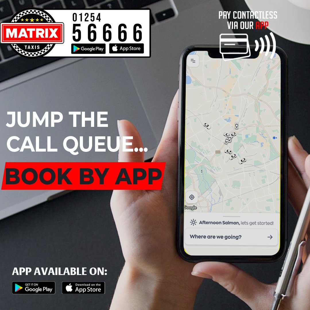 blackburntaxis's tweet photo. Bookings made simple with Matrix Taxis!
Book your taxi with the Matrix Taxis App for quick and simple travel at the touch of a button.
Download our app
https://t.co/WdUbQJ4VMU
01254 56666
https://t.co/YNaxmOiRLG
.
.
.
#audley #blackburn #blackburnrovers #blackburntaxi https://t.co/c6Gn0Oq2Pk