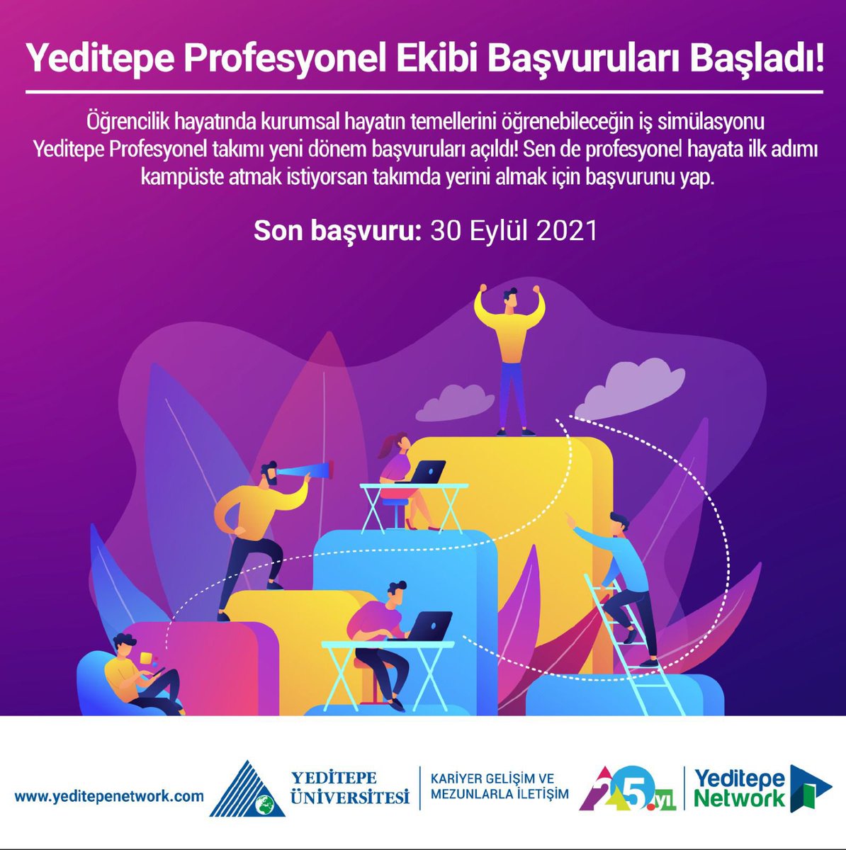 7tpProfesyonel's tweet photo. Yeditepe Profesyonel Ekibi Başvuruları Başladı!

Öğrencilik hayatında, kurumsal hayatın temellerini öğrenebileceğin iş simülasyonu olan Yeditepe Profesyonel takımı yeni dönem başvuruları açıldı! https://t.co/x9bOL1LPYm