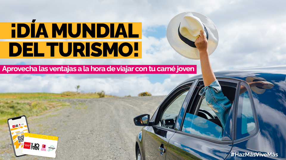 Carné Joven Madrid (@carne_joven_mad) on Twitter photo Hoy es el #DíaMundialdelTurismo🌎
¿Sabías que con tu <a href="/Carne_Joven_MAD/">Carné Joven Madrid</a> puedes #viajar de muchas maneras?
Aprovecha las ventajas en👇
✅ @Hotelius
✅ @Waynabox
✅ Albergues de la <a href="/ComunidadMadrid/">Comunidad de Madrid</a>.
✅ <a href="/Iberia/">Iberia</a>
Busca la que mejor se adapte a ti✨
#HazMásViveMás @TurismoMadrid Hoy es el #DíaMundialdelTurismo🌎
¿Sabías que con tu <a href="/Carne_Joven_MAD/">Carné Joven Madrid</a> puedes #viajar de muchas maneras?
Aprovecha las ventajas en👇
✅ @Hotelius
✅ @Waynabox
✅ Albergues de la <a href="/ComunidadMadrid/">Comunidad de Madrid</a>.
✅ <a href="/Iberia/">Iberia</a>
Busca la que mejor se adapte a ti✨
#HazMásViveMás @TurismoMadrid