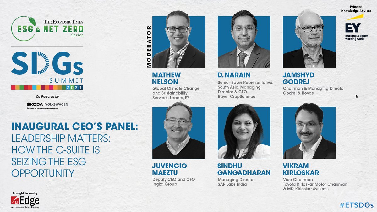 ET_Edge's tweet photo. #ETUnWired | #ETSDGs | We are elated to have our speakers and moderator for an Inaugural CEO’s Panel session on, “Leadership Matters: How the C-Suite is seizing the ESG Opportunity” https://t.co/UHs5y4WCvQ