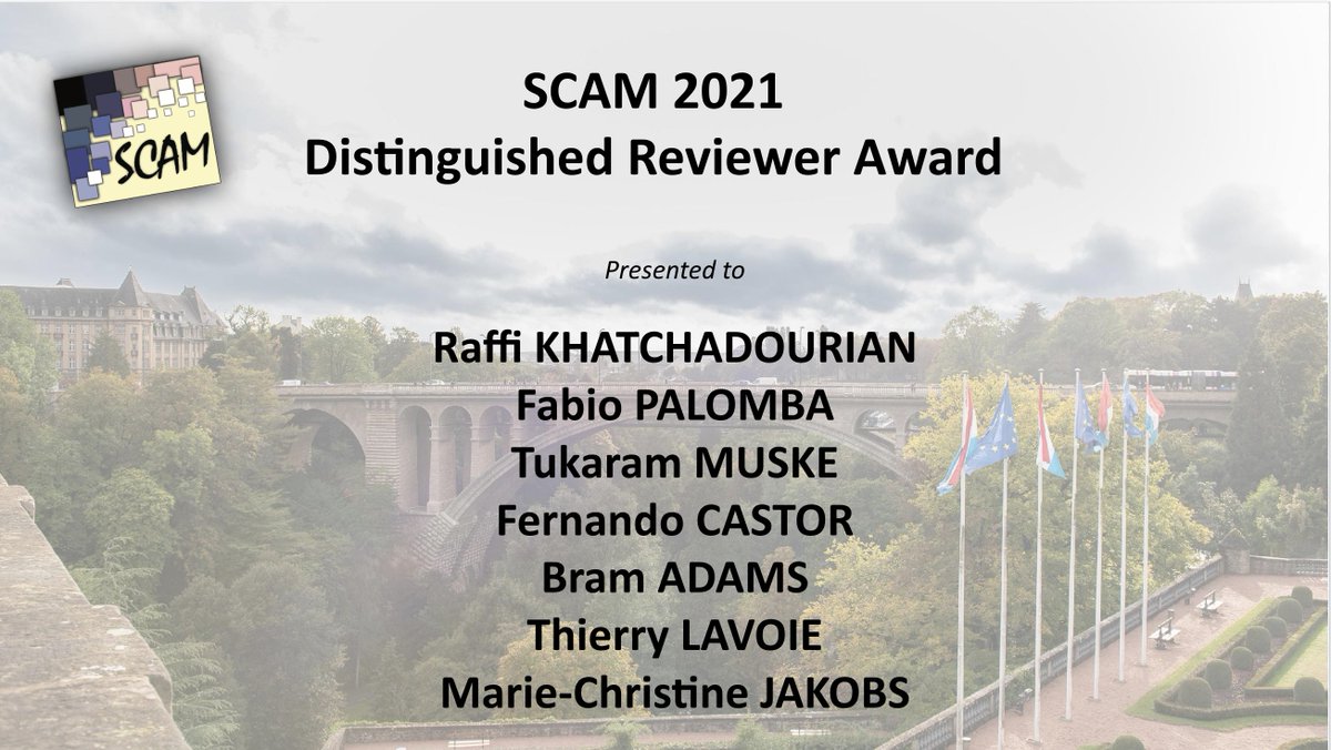 aserebrenik's tweet photo. As introduced by @Venera_AP the wonderful #SCAM21 distinguished reviewers! Thank you on behalf of the entire @ieeescam community! https://t.co/JpMTvhejde