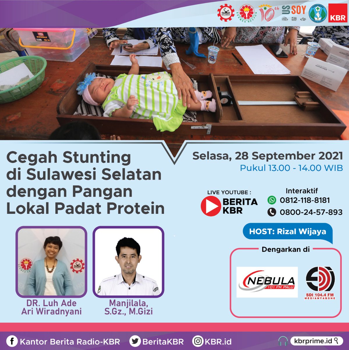 beritaKBR's tweet photo. Menjaga kecukupan gizi merupakan salah satu strategi pencegahan stunting.
Makanan padat gizi yang tersedia secara lokal sangat potensial untuk meningkatkan kecukupan gizi.
Apa saja pangan lokal dan jenis gizi untuk cegah stunting?
BESOK kami obrolin di #ProgramKhususKBR https://t.co/Rrie3sYc9i