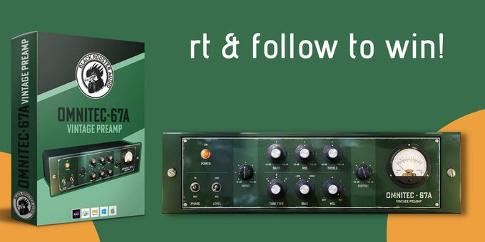 plugindeals's tweet photo. RT &amp; FOLLOW @plugindeals and @blackroosterdev to WIN the OmniTec-67A Vintage Preamp Plugin offered by Black Rooster Audio 🚀
 
https://t.co/QqFaUaQvpJ

2 Winners chosen Oct 2 https://t.co/uXQUWvV5D1