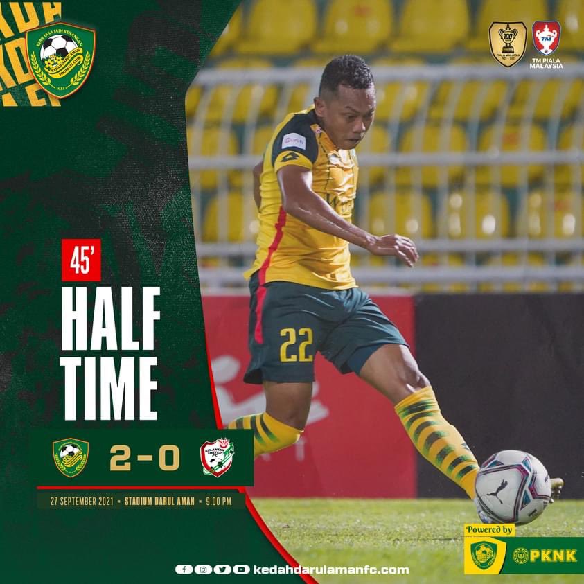 kda_fc's tweet photo. KEPUTUSAN SEPARUH MASA PERTAMA:
KDA FC 2-0 KELANTAN UTD FC
β½ 14β Syazwan Zainon (KDA)
β½ 45+2β Tchetche Kipre (KDA)
#KDAFC
#DemiHijauKuning
#PulunKedahPulun
#KDAKLU
Dikuasakan oleh PKNK, Penaja Bersama KDA FC 2021 https://t.co/gyflEogH8F
