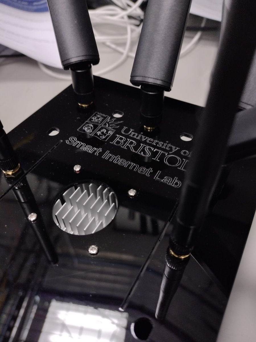 bristol_smart's tweet photo. Amin Emami and @cvrontosc present the Smart Internets Lab's in-house built #5G hub for multi-access wired and #wireless connectivity This is one of 5 which will be used to experiment and demonstrate various research projects https://t.co/PxlvnAtQtB