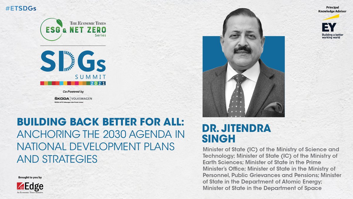 ET_Edge's tweet photo. #ETUnWired | #ETSDGs | We are elated to have Dr. Jitendra Singh, Minister of State (IC) of the Ministry of Science and Technology; Minister of State (IC) of the Ministry of Earth Sciences; Minister of State in the Prime Minister’s Office; https://t.co/6cFJdDsoIn