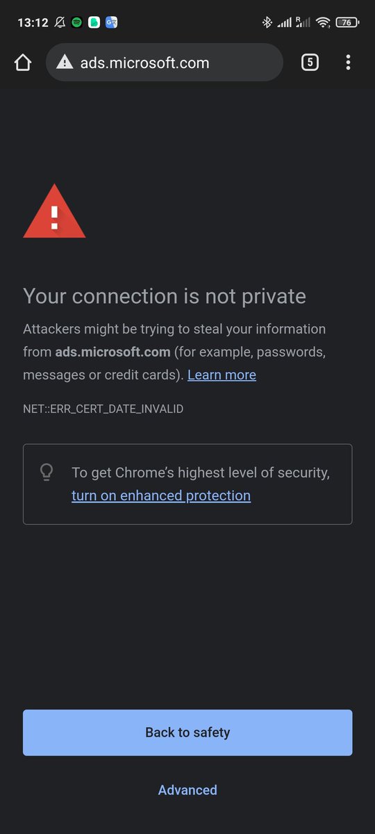 Nikolas__Dim's tweet photo. @MSFTAdsSupport today I get this error when I visit your webpage. It seems that your certificate needs to be renewed. Any updates? #MSFTAdsSupport https://t.co/Fw5QxY8LFD