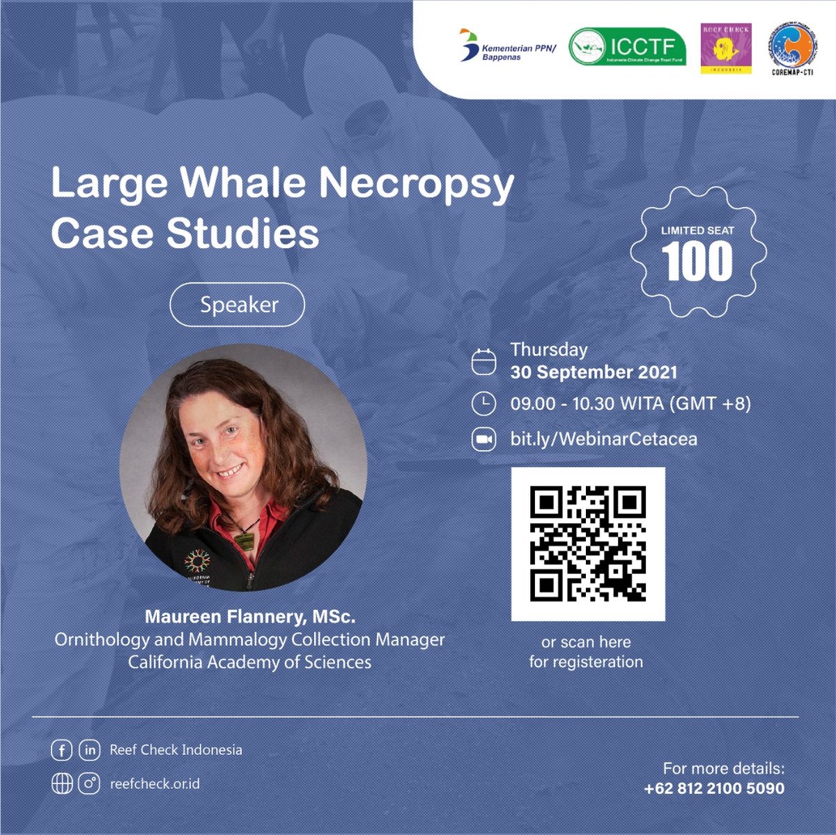 icctfofficial's tweet photo. Large Whale Necropsy Case Studies with ๐ ๐ฎ๐๐ฟ๐ฒ๐ฒ๐ป ๐๐น๐ฎ๐ป๐ป๐ฒ๐ฟ๐, ๐ ๐ฆ๐ฐ. (California Academy of Sciences)
๐
Thursday, 30 September
โฒ๏ธ 09.00 - 10.30 WITA (GMT +8)
๐ https://t.co/GyzNQdPemf
Limited for 100 participants
#COREMAPCTI #reefcheckid #largewhale #necropsy https://t.co/xcYl6rEwEq