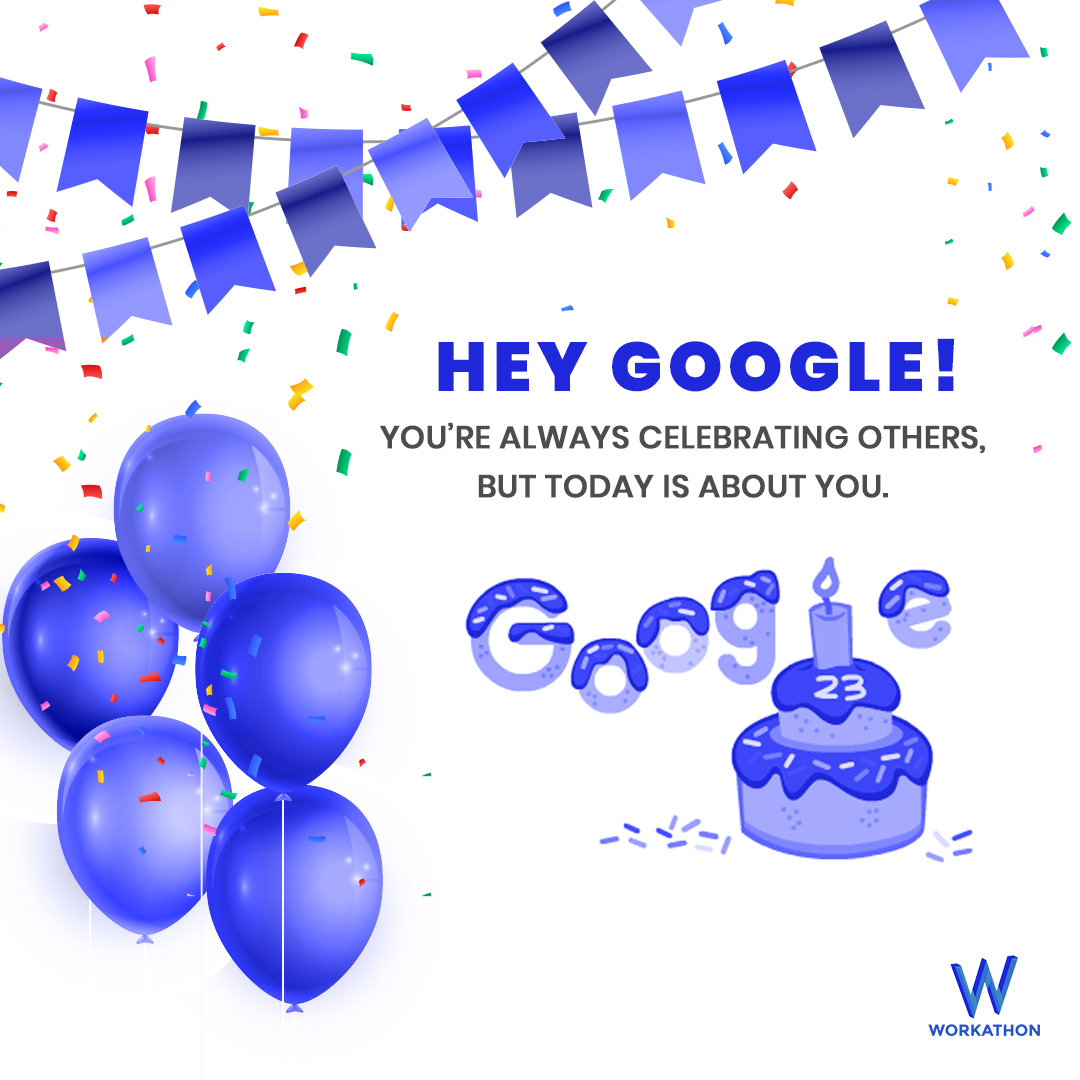 Workathons's tweet photo. It's Google Commemoration Day AKA @google 's birthday!
Any idea how old it is?
#google #googlebirthday #happybirthdaygoogle #searchengine #googlemaps #googlephotos #googleplaystrore @googleindia @googlepixel @madebygoogle @lifeatgoogle @googleplay @googledevs #workathon https://t.co/sUxH6TTgLd
