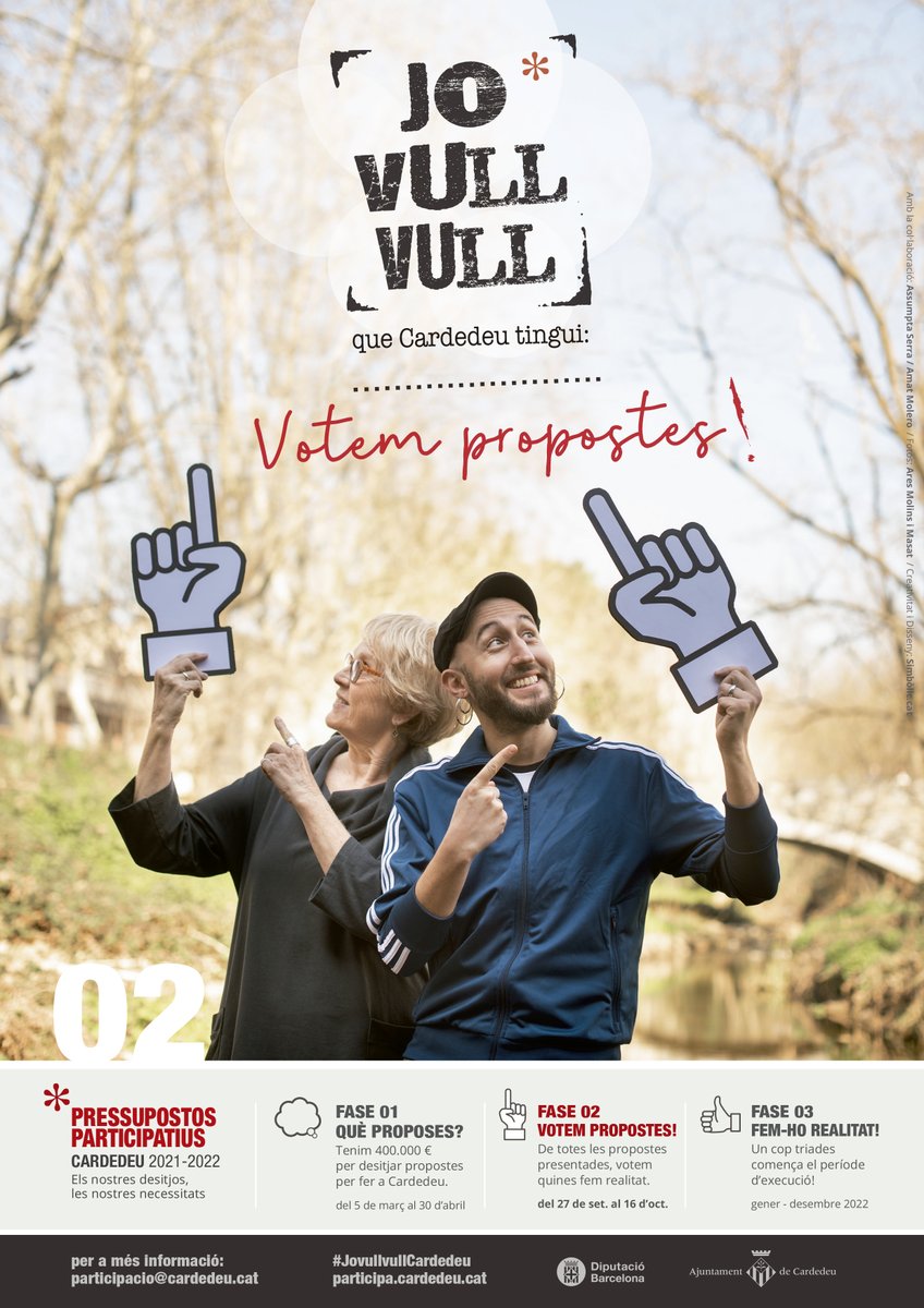 ajcardedeu's tweet photo. 🗳️ Votem propostes! 

🙋🏻‍♀️🙋🏽‍♂️Pressupostos participatius #Cardedeu

Del 27 de setembre al 16 d'octubre

🤔 Com ho has de fer?

🚪Entra a https://t.co/lF2psUijlY 

 ✅20 propostes en joc i 400.000 € de pressupost! 

👀 Fes-hi un cop d'ull  i decideix què vols que es faci realitat https://t.co/0iWOWAqBxK