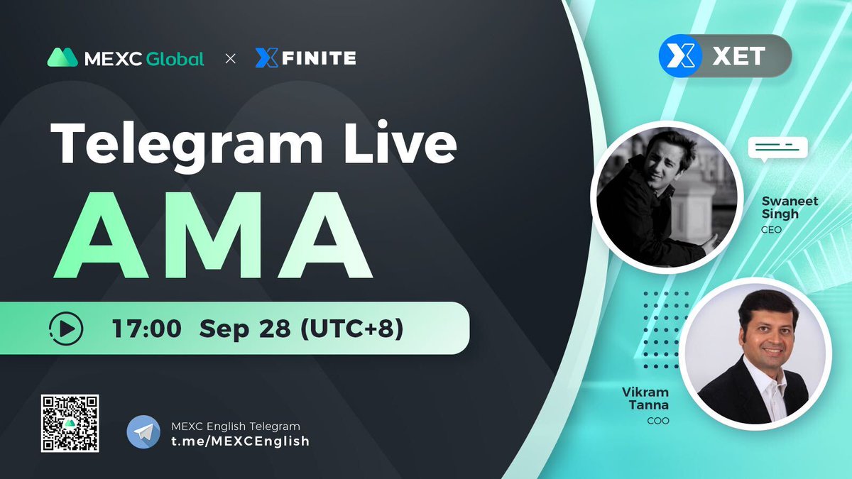 BroBean88's tweet photo. 🌟@MEXC_Global AMA with @XfiniteOfficial #XET

📍Tele group: https://t.co/5j0e5hBxbg
⏰17:00 Sep 28 (UTC+8)

✅Follow @XfiniteOfficial &amp; @MEXC_Fans
✅RT &amp; Like &amp; Tag 3
✅Comment 

🌈10 ppl* 10 $USDT 

Learn more about @XfiniteOfficial &amp; #giveaway🎊🎊 https://t.co/V0vmiWB8uh