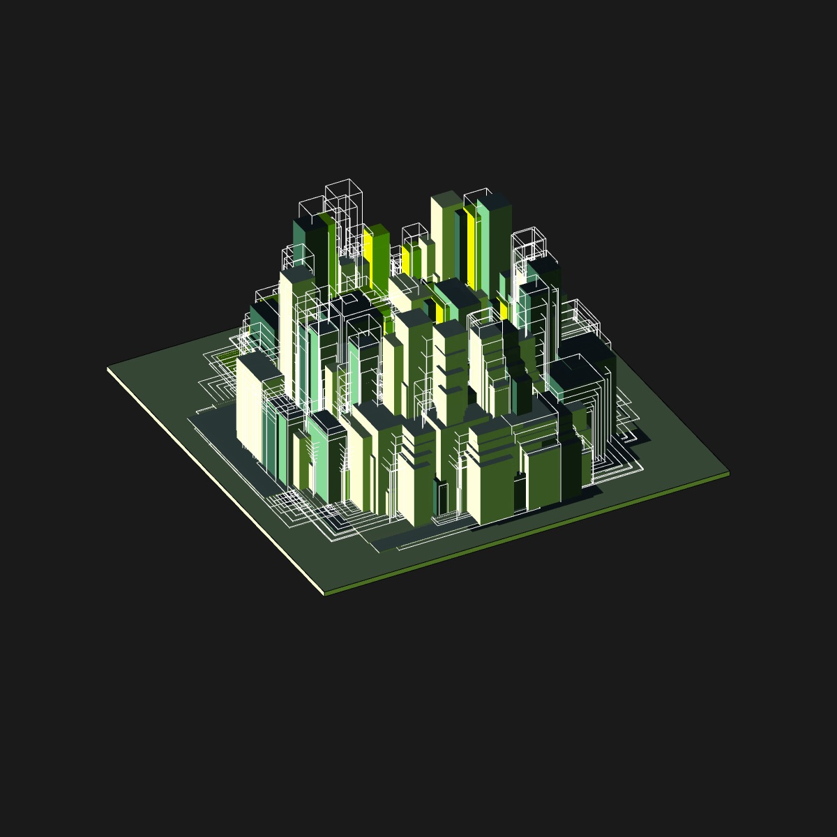GenerativePunk's tweet photo. I'm minting a series of 🥸 unique editions 🥸 of CitySoon. In this new #GIF serie, position of each 96 blocks is smart and computed by an algo based on #Bowditch curves on a sinusoid function (5 steps).
#Urban #architecture #graphicdesign https://t.co/W8BZbtqrCk
