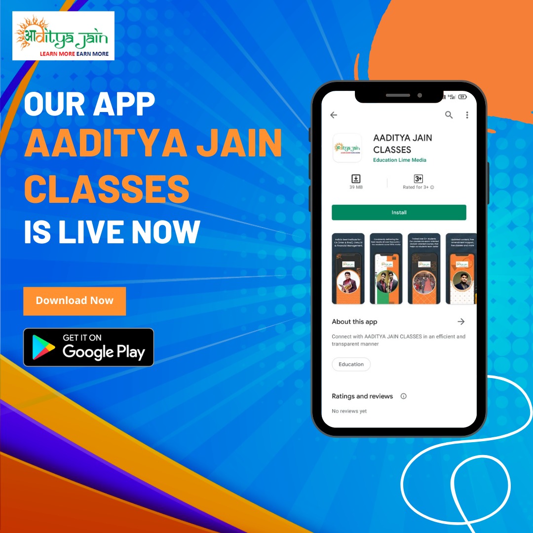 AadityaCa's tweet photo. The wait is finally over.

Aaditya Jain Classes announces the launch of India's no.1 app for finance courses.

Download the app from the Google store now.

Link: https://t.co/0mY8heuXQ4

#CA #CMA #CAfinal #CAintee #Aadiyajainclasses #stockmarket #Finacialmodelling #SFM #RM #FSCM https://t.co/EQMc9dE2BK