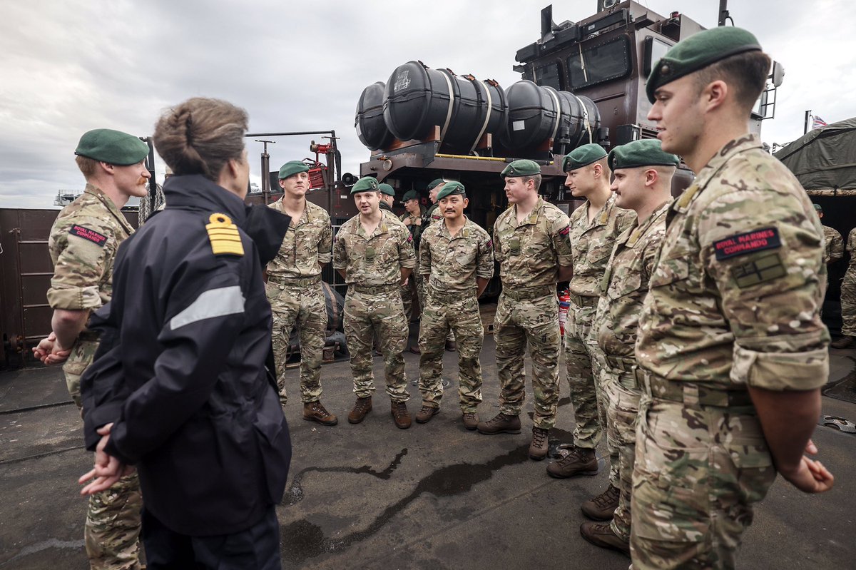 As Sponsor of @hms_albion, The Princess Royal spent the weekend onboard to support the @RoyalNavy sailors and @RoyalMarines who are currently taking part in Exercise Joint Warrior, off the Scottish Coast ⚓️