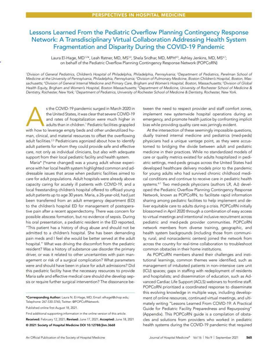The #COVID19 pandemic propelled <a href="/POPCoRNetwork/">POPCoRN</a> to collaborate virtually ➡️ Check out “Lessons Learned From the COVID-19 Pandemic: A Practical Guide for Pediatric Facility Preparedness”.  

bit.ly/3hg2kRQ