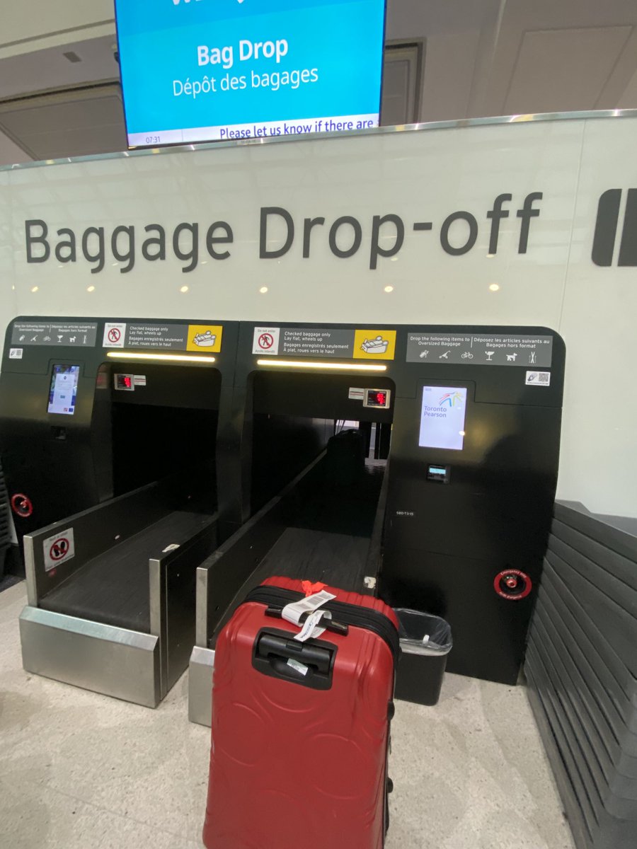 CorrineHE's tweet photo. @WestJet #Baggagedrop begging for your machine to work 🙏🤪 https://t.co/CkTcL5kDAw