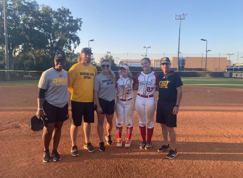 2024HannahC's tweet photo. had a great time at @KSUOwlsSB camp today with my teammate @ryliebrown2024 thanks for everything @CamdenDecker #trippmackay https://t.co/dZo1XDrm8h