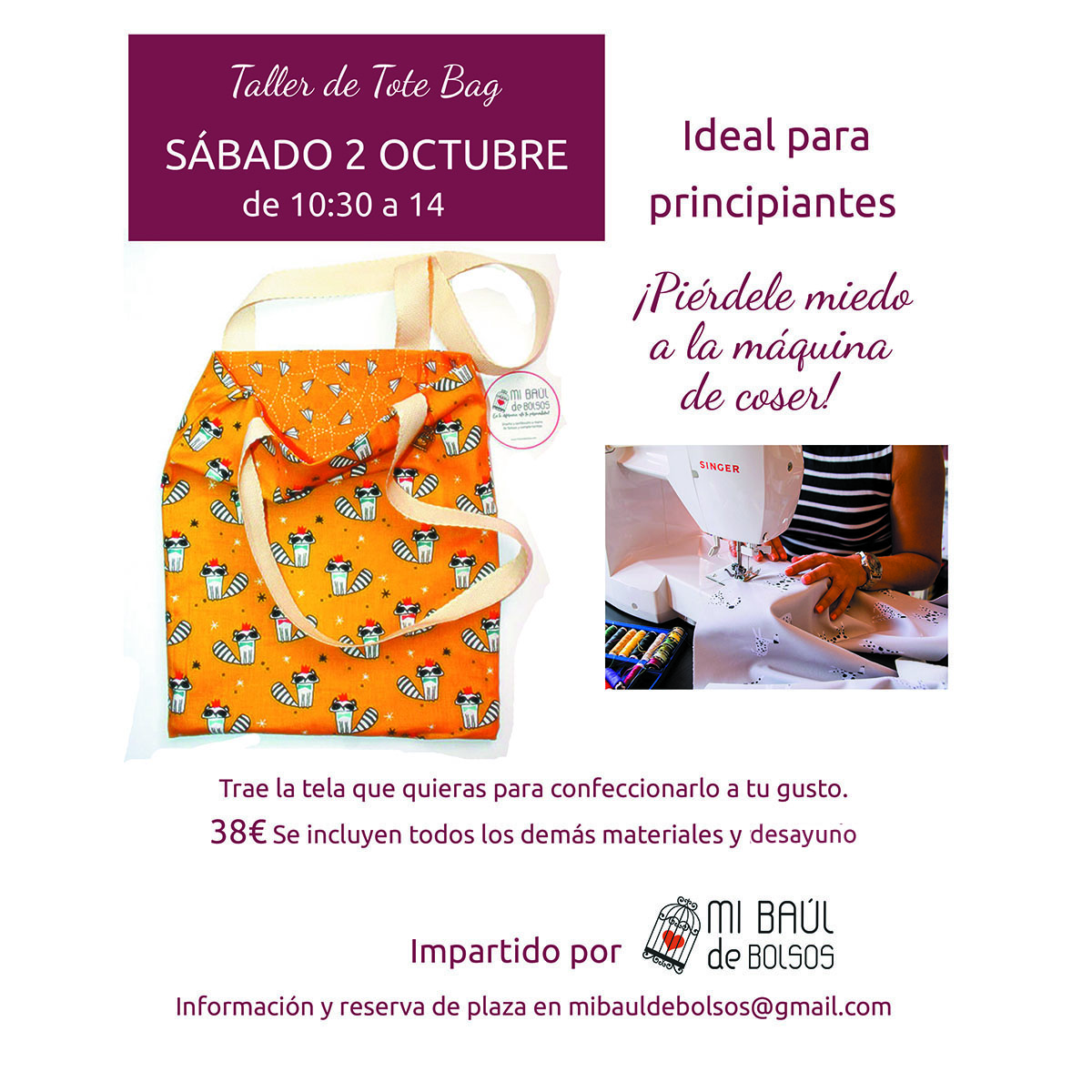 mibauldebolsos's tweet photo. Este próximo Sábado tenemos el Taller de Tote Bag en Mi Baúl de Bolsos, Gijón. Ideal para principiantes, incluso si nunca has cosido antes a máquina👌. Toda la información aquí 👉https://t.co/Szx6av4tvx
#hechoamano #tallercostura #tallerescreativos https://t.co/Qfqok6XJWd