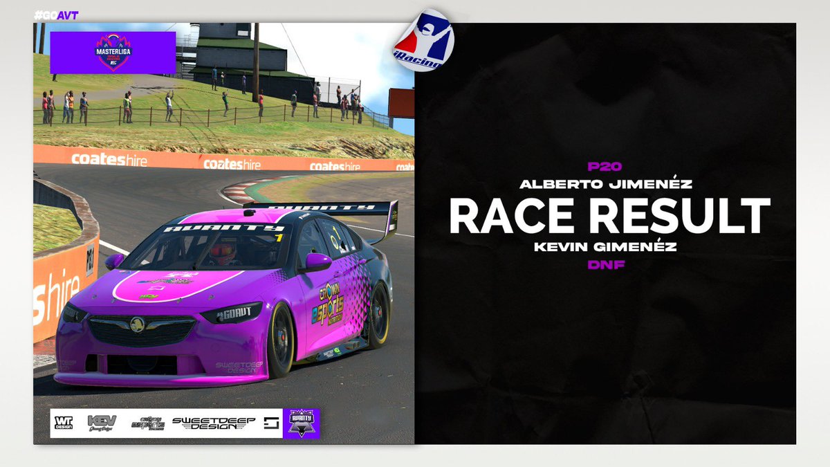 #RACERESULT | #IRACING 

😩 La mala suerte y algunos percances con otros pilotos no permitieron sacar el máximo potencial en <a href="/MasterligaV/">MasterLiga Virtual</a> .

👤 P20 <a href="/alberto_js/">Alberto Jimenez</a> 
👤 DNF <a href="/KevinCOfficial/">Kevin Giménez</a> 

#GOAVT
