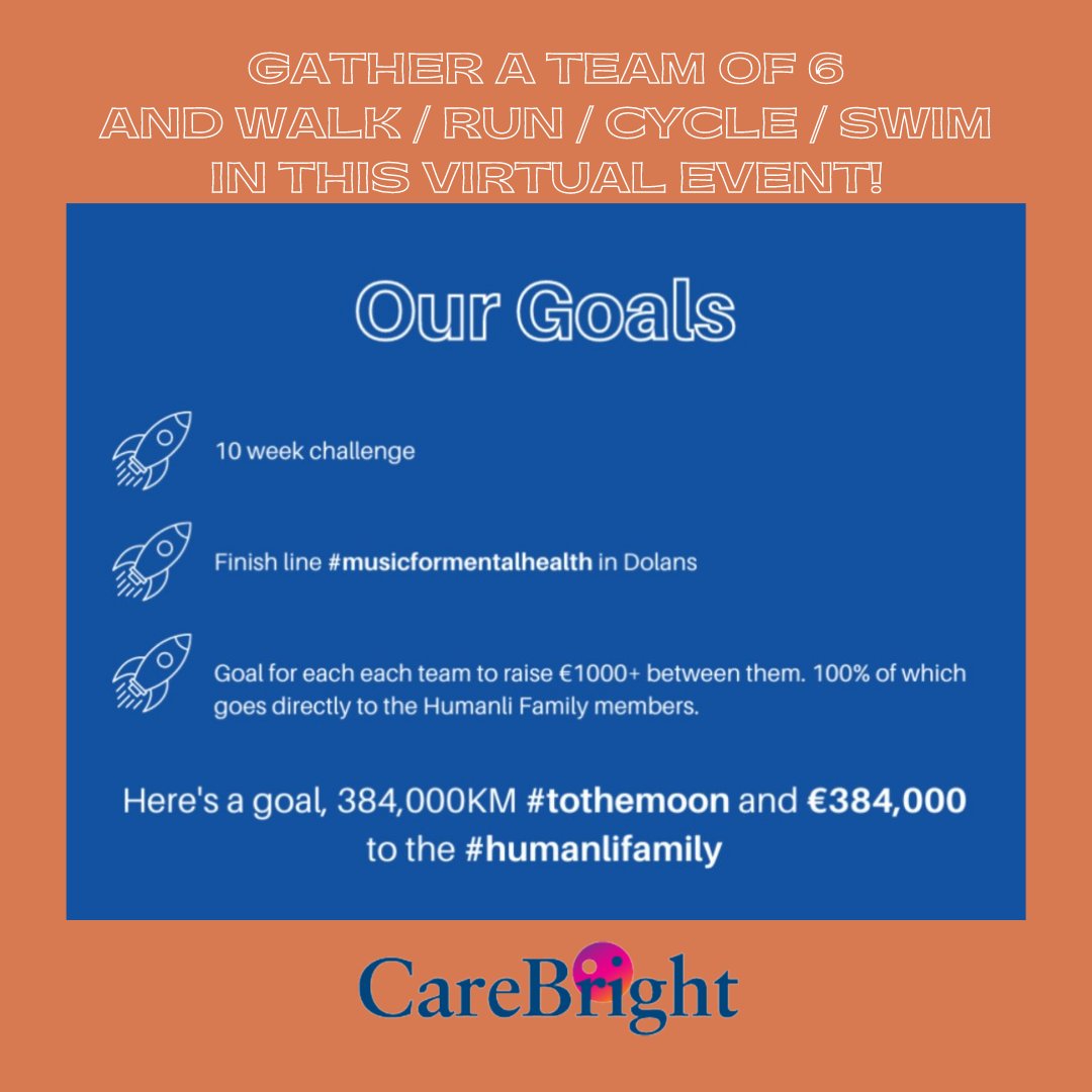 CareBright1's tweet photo. Consider participating in this amazing event &amp; supporting us!😊We adore being part of the @Humanli  family &amp; appreciate their hard work &amp; dedication! Call us on 061-602 700 or email Corina on cleddin@carebright.ie for further details
#Humanli #CareBright #ToTheMoon https://t.co/HHKAHrTlJm