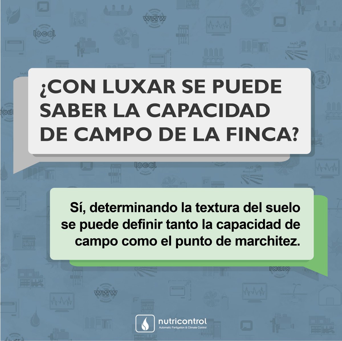Nutricontrol_es's tweet photo. 📑 En el cálculo de CC y PMP (capacidad de campo y punto de marchitez permanente) se definirán 4 zonas diferenciadas:
- 𝗦𝗮𝘁𝘂𝗿𝗮𝗰𝗶𝗼́𝗻
- 𝗔𝗴𝘂𝗮 𝗱𝗶𝘀𝗽𝗼𝗻𝗶𝗯𝗹𝗲
- 𝗭𝗼𝗻𝗮 𝗱𝗲 𝗿𝗲𝗰𝗮𝗿𝗴𝗮
- 𝗘𝘀𝘁𝗿𝗲́𝘀 𝗵𝗶́𝗱𝗿𝗶𝗰𝗼
📥 ¿Alguna duda? Escríbenos.
#NTC_FAQs https://t.co/tJq1vATDua