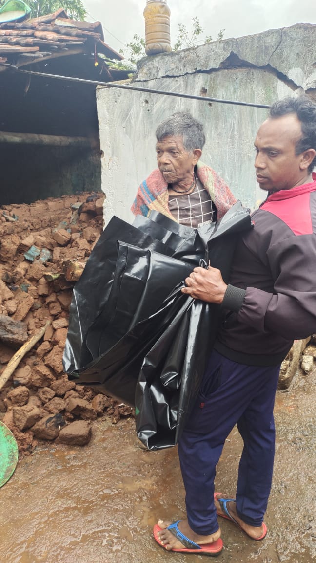 Polythene distribution to the cyclone affected families of Semliguda Tahsil