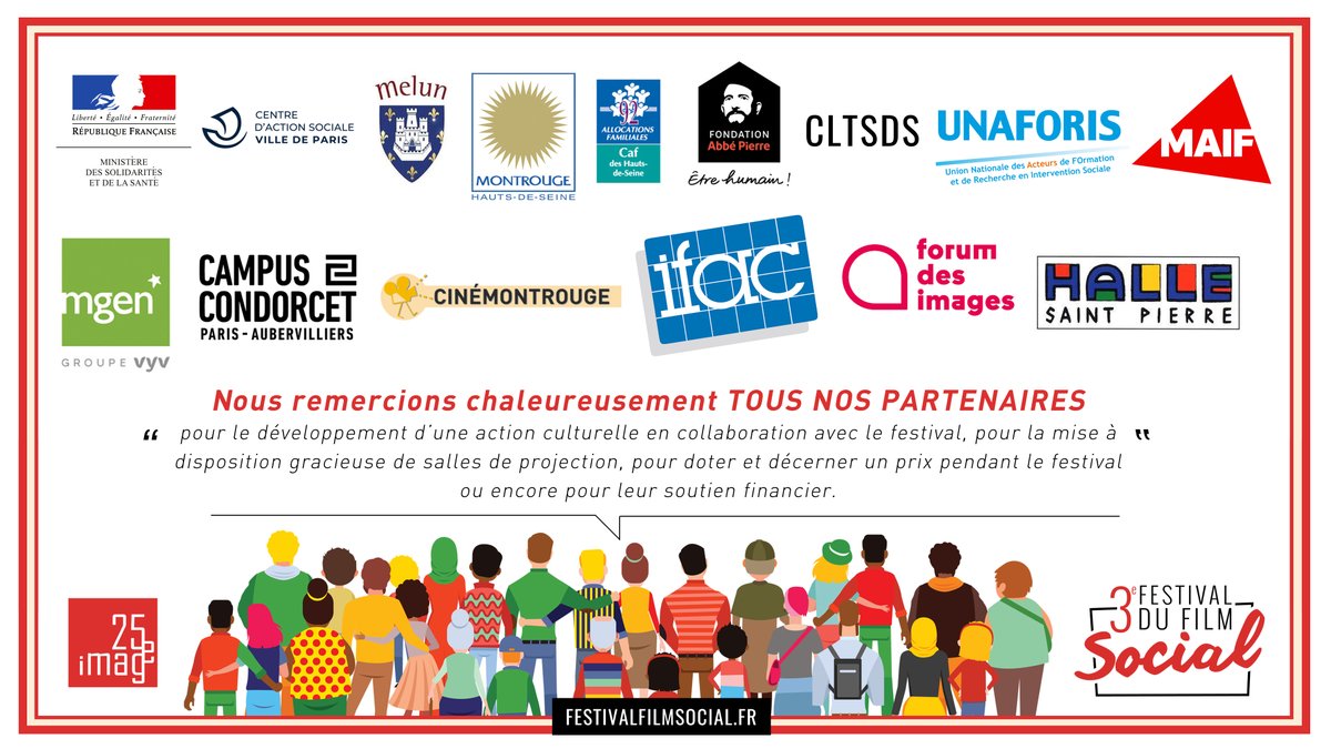 festfilmsocial's tweet photo. 🙏🤝🙏 Aujourd'hui, nous tenons à remercier tous nos #partenaires, sans qui le #Festival du #Film #Social n'existerait pas...
Un grand #merci ! https://t.co/vWrzCvdJL3