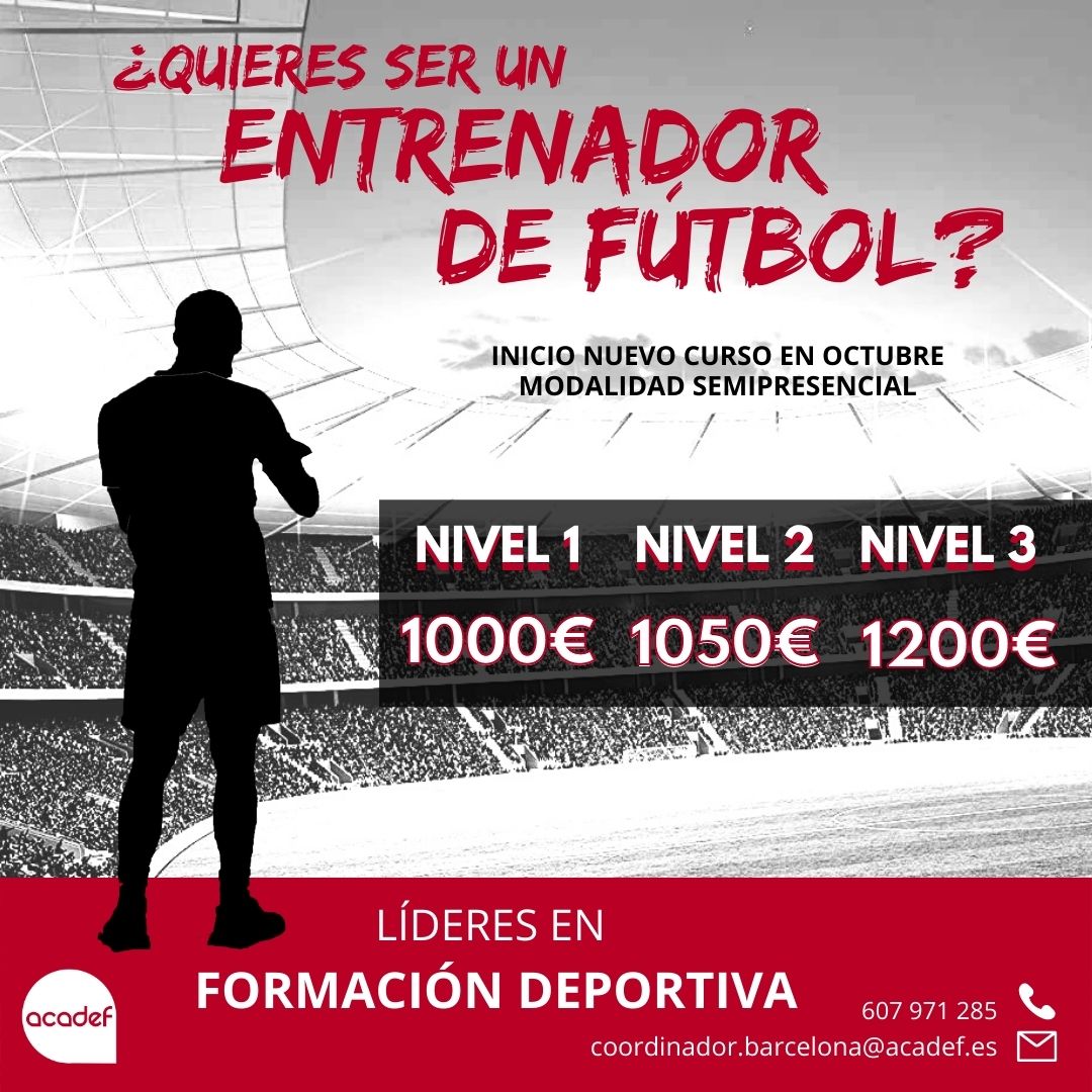Acadefbarcelona's tweet photo. Realiza tus primeros pasos a ser un entrenador de fútbol. 

Opta por nuestros cursos que ofrecen la mejor capacitación y facilidad de cursado. Ofertamos titulación oficial N1, N2 y N3, con los mejores precios y facilidades de pago. 

No dudes en contactarnos 
📩contacto@acadef.es https://t.co/53iCifFQtk