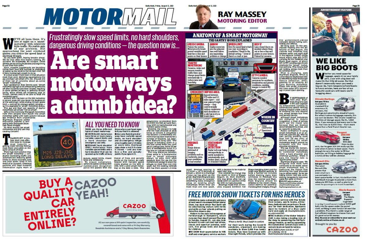 raymasseytweets's tweet photo. As I was saying about #SmartMotorways @DailyMailUK @MailOnline #MotorMail
Now read 7 pages of shocking undercover insight from @SusieCoen @AAPresident @richardaucock @NationalHways @grantshapps #transport #motoring @IAMRoadSmart @NeilJGreig @harrietsime
https://t.co/wdTnuvF9jT https://t.co/ePw1aHKoEX