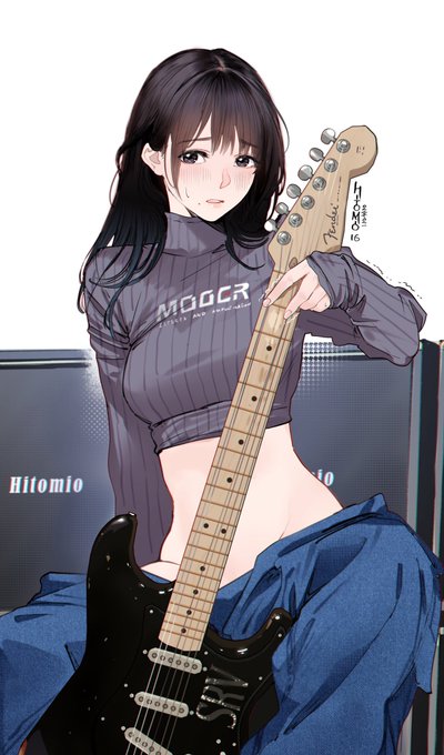 「black hair guitar」 illustration images(Popular)