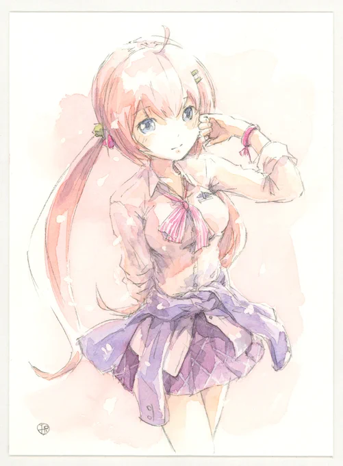 放課後モードなルカさん描きました!透明水彩が調子良いぜ～ 