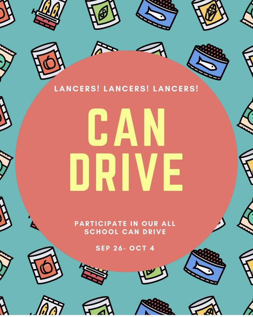 SME_SHARE's tweet photo. Bring in those cans! Special incentives (service hours!) if you bring in a case of cans Tuesday or Wednesday morning. Let's go Lancers! ⁦@SMEOffice⁩ https://t.co/JVg64FDCWg