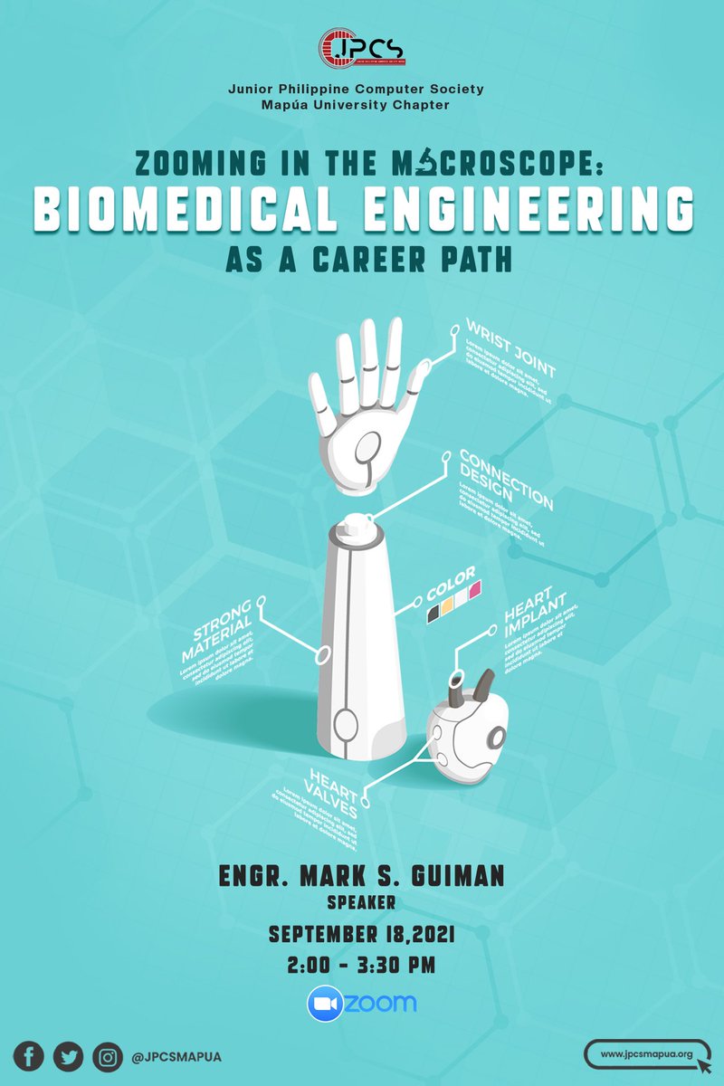 JPCSMapua's tweet photo. We would like to thank all our registrants and attendees for the success of our first event this tenure, Zooming in the Microscope: Biomedical Engineering as a Career Path! We hope to see you in our next one.

For future updates, please visit our website:
https://t.co/EspgWs7VUj https://t.co/a0FngTc355