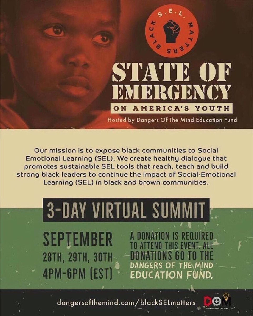 DangeroftheMind's tweet photo. 🗣 TOMORROW 🖤 #BlackSELmatters Summit is happening September 28th-30th! 

Register NOW: https://t.co/LrK3jltOJt https://t.co/ueOIoksgQh