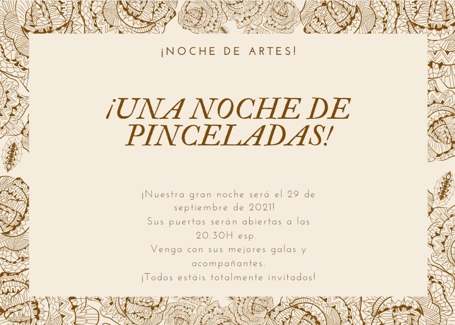 ¡𝐁𝐔𝐄𝐍𝐀𝐒 𝐓𝐀𝐑𝐃𝐄𝐒!
Tal y como planee aquí os dejo la invitación para esta tarde sobre la exposición de mis obras de arte.
   Será en la famosa Torre de Londres y como bien pone en la invitación quedan todos invitados.

       Gracias y con gran ilusión os espero.
