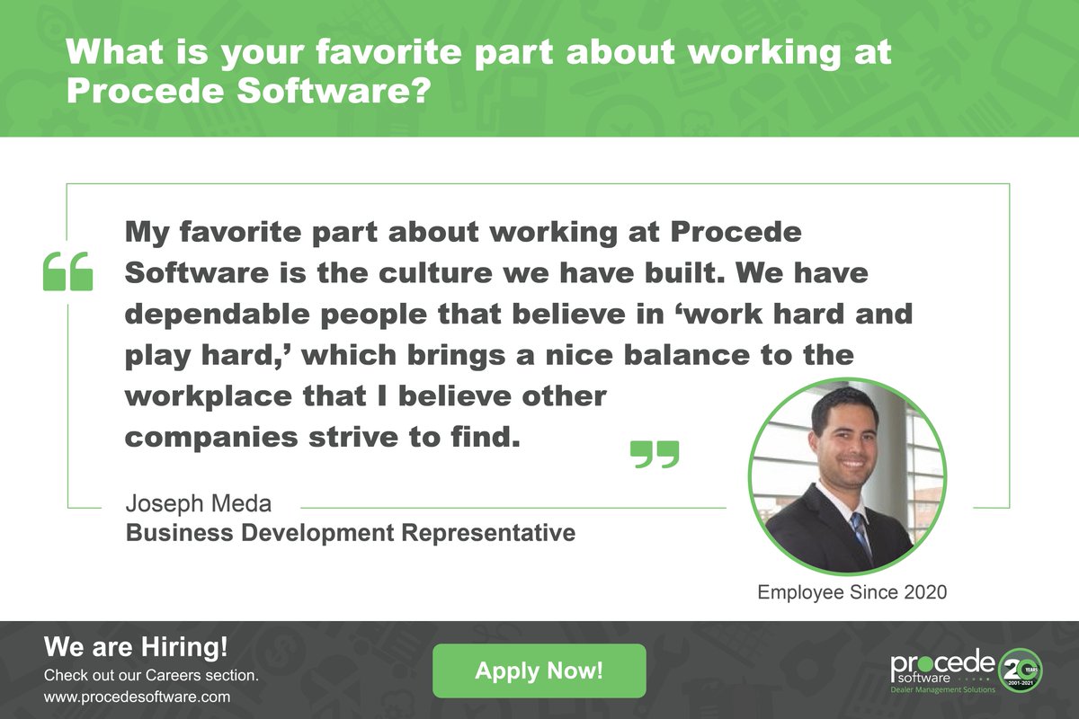 ProcedeSoftware's tweet photo. At #ProcedeSoftware, we've created a #corporateculture that encourages work-life balance. 

Check out our job openings: https://t.co/URhsAuVvBf 

#LifeAtProcede #WorkLifeBalance #Careers #Hiring #Jobs #Employment #TechCompanies https://t.co/g4pgiLs95M