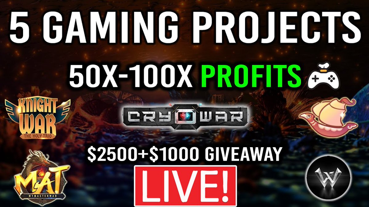 After huge success of our past recommendation, here I come with another video of Top 5 Potential #P2Egaming projects set to launch in October 🔥

<a href="/CryowarDevs/">Cryowar</a>
<a href="/WarenaOfficial/">Warena | Hail To The Community 🤝</a>
<a href="/mymasterwar/">MyMasterWar</a>
<a href="/kawaii_islands/">Kawaiiverse</a>
<a href="/knightwarp2e/">knightwarp2e</a>

👉youtu.be/EAay48WLOr8

All coming on Tier 1 launchpads 🚀