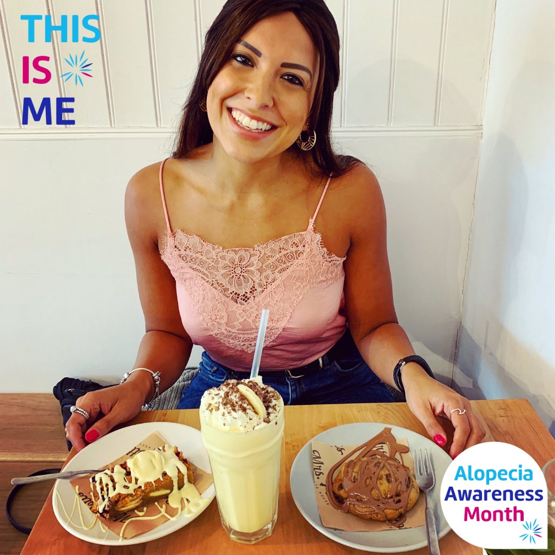 AlopeciaUK's tweet photo. 'I’m Shaama &amp; I’ve had Alopecia Universalis since I was 6 years old. As a child I wore headscarves but from the age of 18 I have worn a wig. I’ve found alopecia hard, but I am starting to love myself.
I like keeping fit &amp; enjoy eating, reading &amp; a good Netflix binge. This is ME!' https://t.co/Q9Mhqtklai