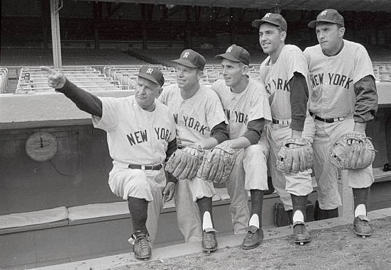 Give us this day our daily Casey Stengel photo. 😉

April 9, 1959 ~~ Manager Stengel points out the sights in Yankee Stadium to four Yankee newcomers on the eve of the season's opening day game versus the Boston Red Sox. (1/3)