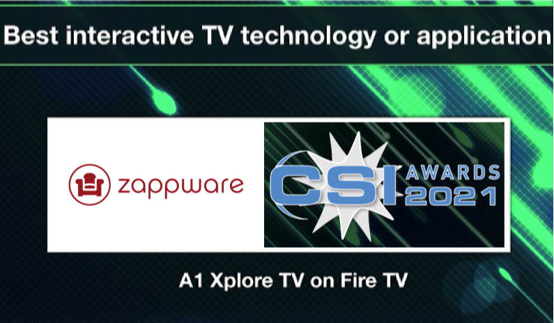 Zappware's tweet photo. Many thanks to the judging panel of #CSIAwards to have awarded @Zappware highly commended for Best interactive TV technology or application. 
https://t.co/IrybP8KT9T https://t.co/cQPOn84YJL