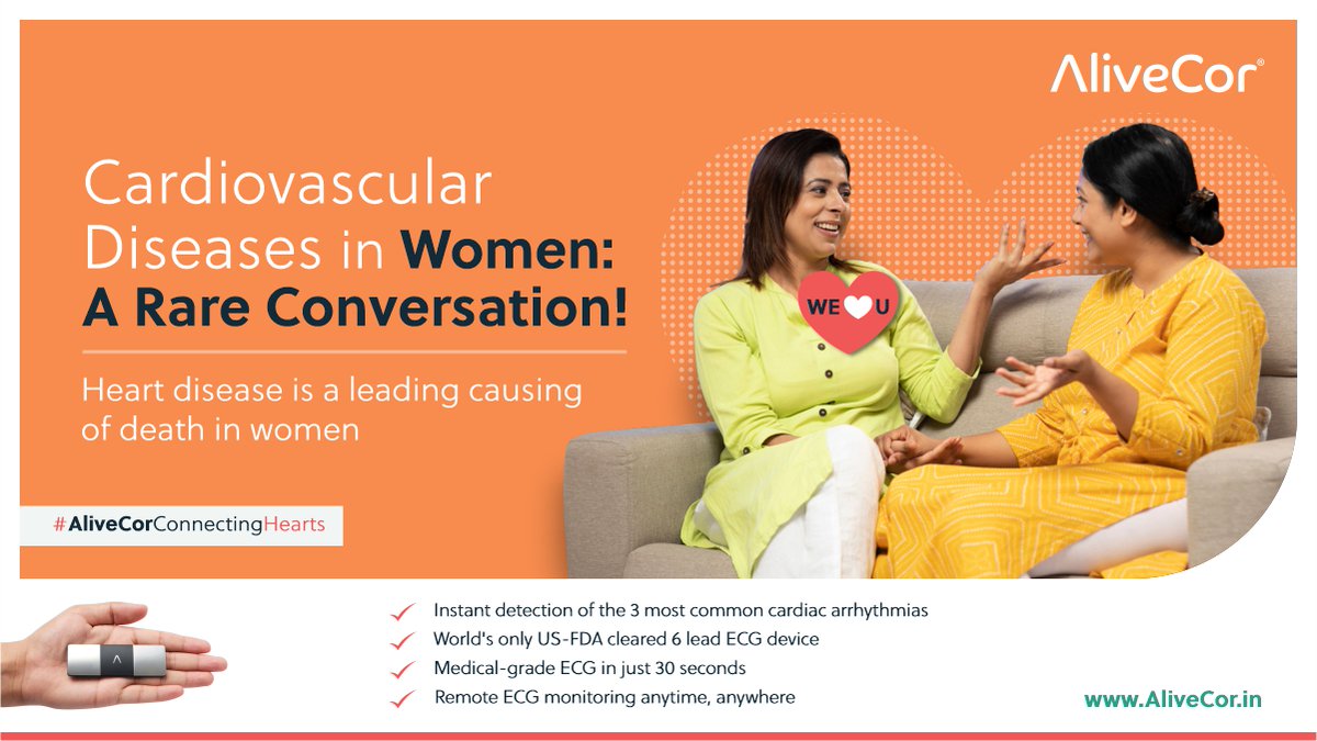 AlivecorIndia's tweet photo. Heart disease is one of the leading causes of death among women. Connect with the women in your life to show them the care their hearts deserve.

#AliveCorConnectingHearts #WeHeartYou #TouchAHeart #WomensHealth #AliveCorIndia  #KardiaMobile6L #HeartHealthFirst #ECGanytimeanywhere https://t.co/CweIMgLSZa
