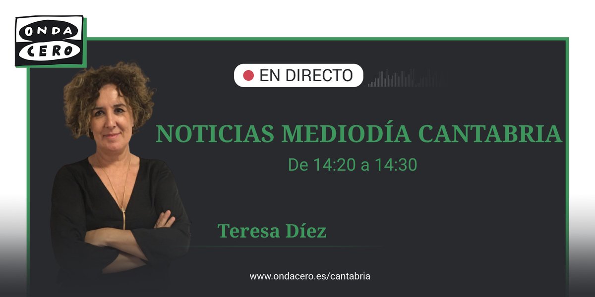 ondacerocan's tweet image. 🔴 #ENDIRECTO 
Comienza #NoticiasMediodíaCantabria con Teresa Díez @tereteje, se puede escuchar a través de la web 👇
ondacero.es/emisoras/canta…