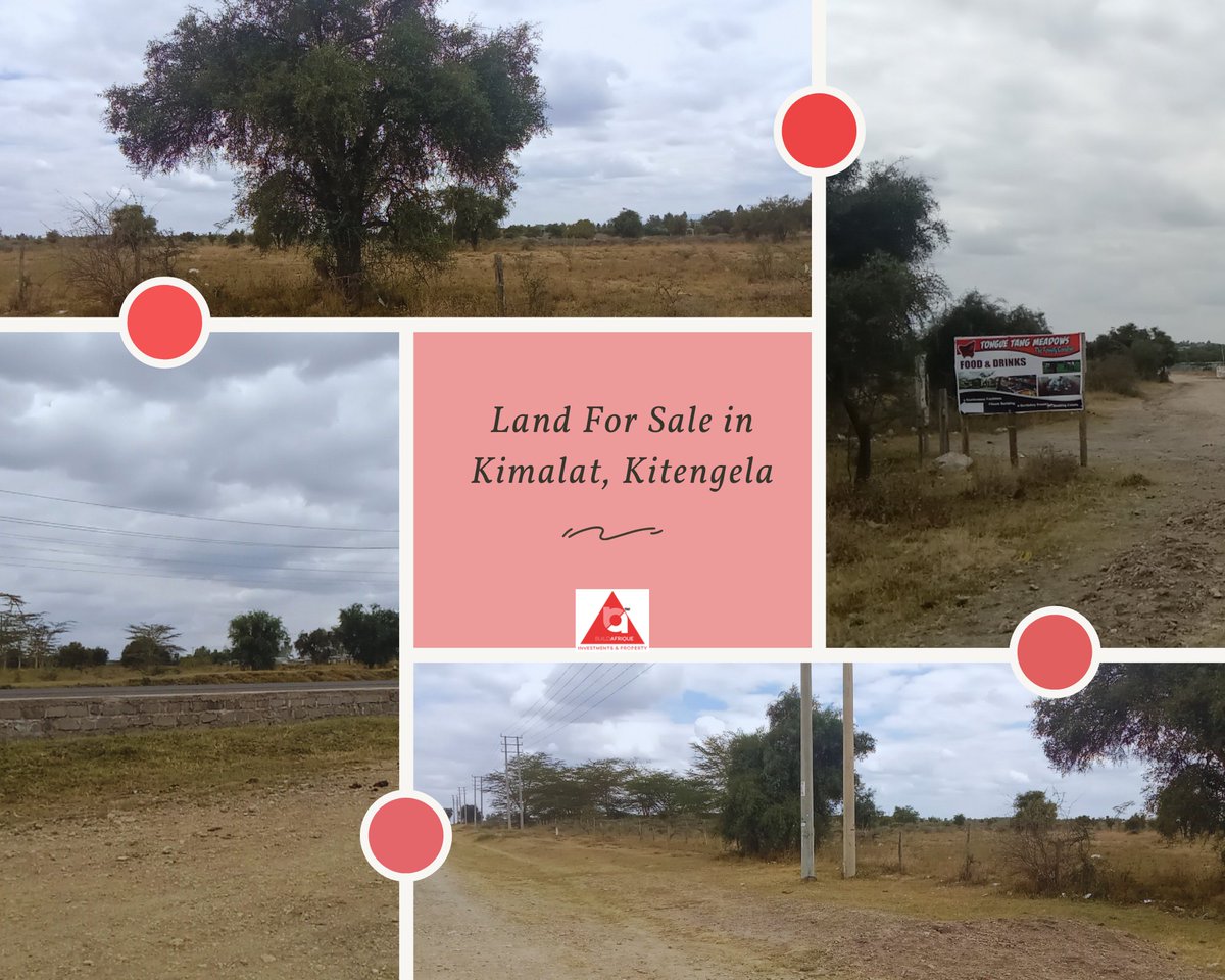 50 Acres Land for sale in Kimalat, Kitengela. 

Price: 18M per Acre

Get in touch today and book a viewing! 
Telephone No: 0113368002/ 0757340731
Email: investments@buildafrique.com

#buildafriqueinvestments&amp;propertyld #landforsale #realestatekenya