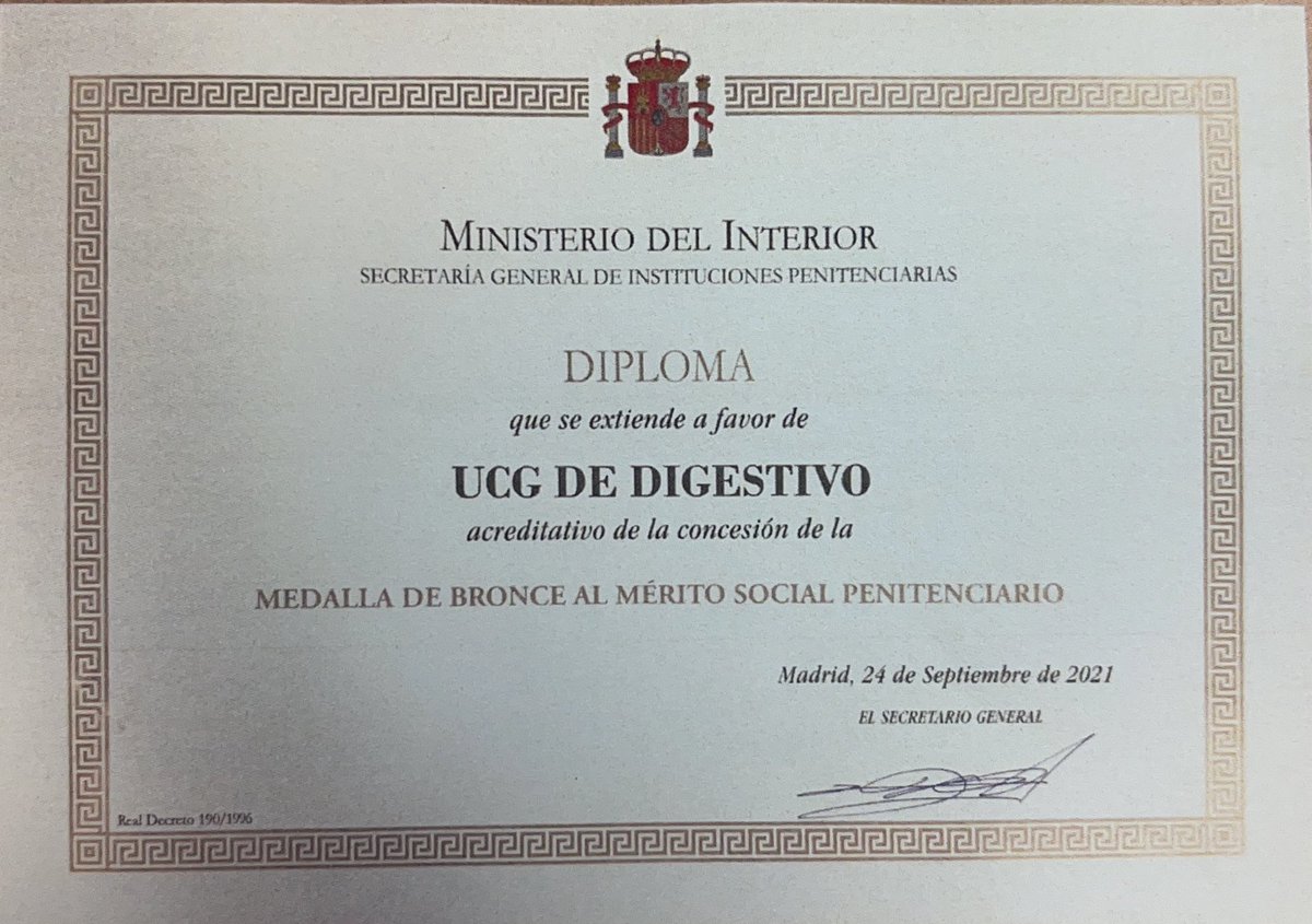 🎖¡Estamos de enhorabuena!

La Unidad de #Digestivo del <a href="/HospitalJaen/">Hospital Universitario de Jaén</a> ha recibido la Medalla de Bronce al Mérito Social Penitenciario que otorga <a href="/IIPPGob/">Instituciones Penitenciarias</a> del <a href="/interiorgob/">Ministerio del Interior</a> 

¡Felicidades, equipo!