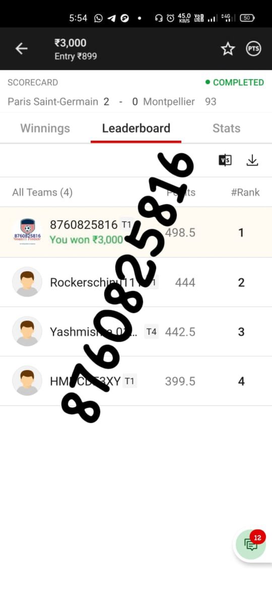D11_Predictor's tweet photo. #Dream11
#betting #football #NBA
#IIPKL #CricketWorldCup #Kabaddi 
#Dream11Team #Cricket #Hockey
#Dream_11_prediction
Wanna win like this?
Join us on telegram👇
https://t.co/zdbG2f8ec7
For prime team's with investment tips..... Message me at  
whatsap 👉 8760825816 https://t.co/V4DuGa82LN