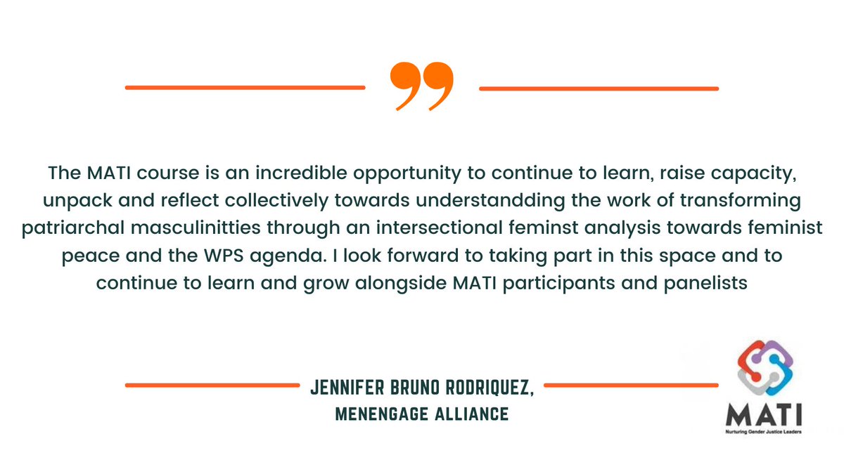 MenEngageAfrica's tweet photo. It is Week of our #MATI2021 and today we have Jenny Bruno Rodriguez who serves as the Advocacy Manager at the @MenEngage Global Secretariat, working to advance the Alliance's interconnected joint advocacy
#WPSAgenda #WPSinAfrica https://t.co/lyDpedjFqF