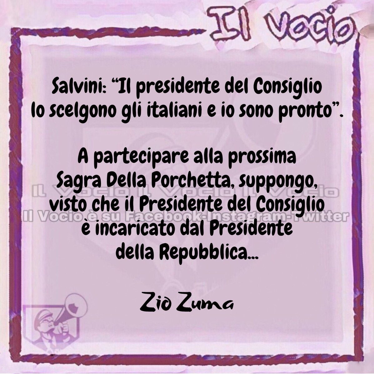 ilvocio's tweet photo. Zio Zuma @lucamontesano5
#27sett #ilvocio
#Salvini
#salvinipagliaccio #presidentedelconsiglio #Draghi #sagadellaporchetta https://t.co/wWjymWc3MC